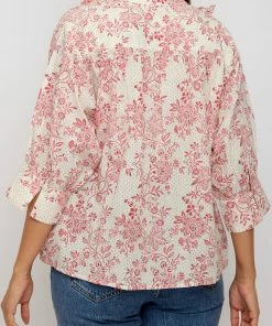Daydress Carrie Shirt In Cerise Chintz Trail WHAT'S HOT
