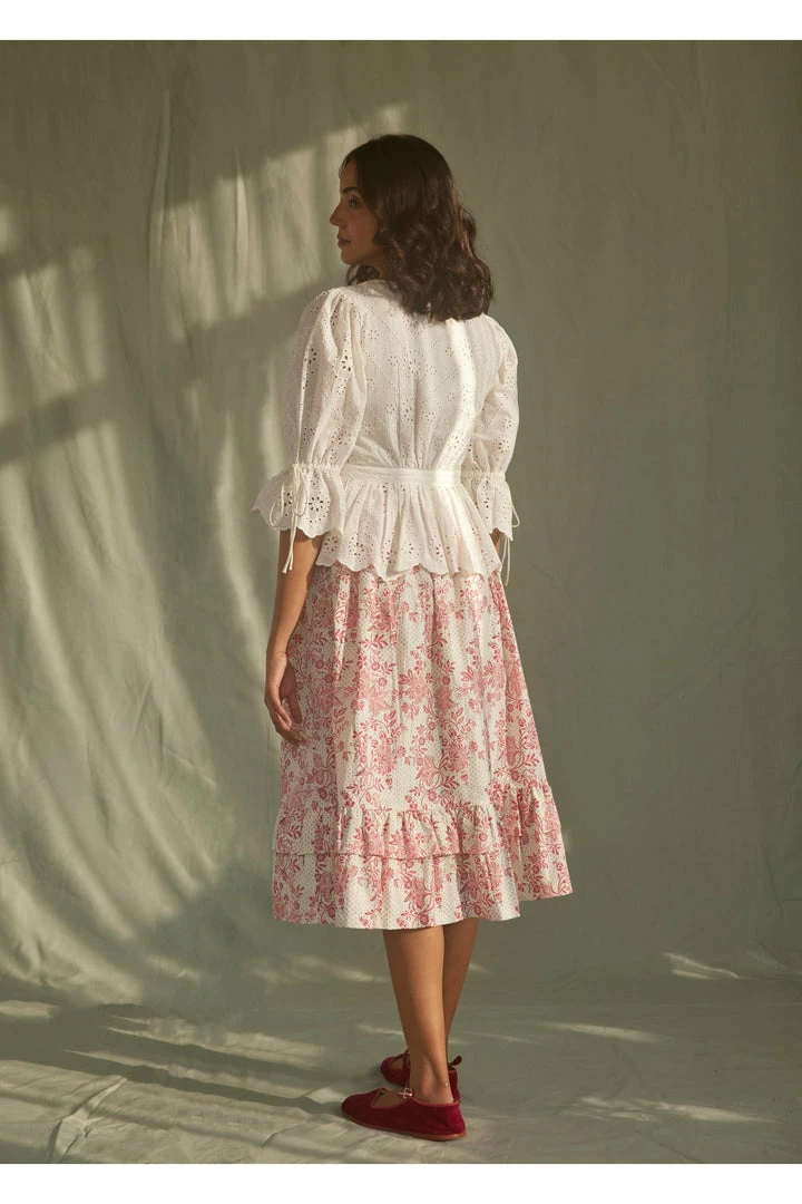 Daydress Frill Skirt In Cerise Chintz Trail 4 Daydress Frill Skirt In Cerise Chintz Trail