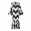 De Castro Long Viento Dress Zig Zag Navy Blue
