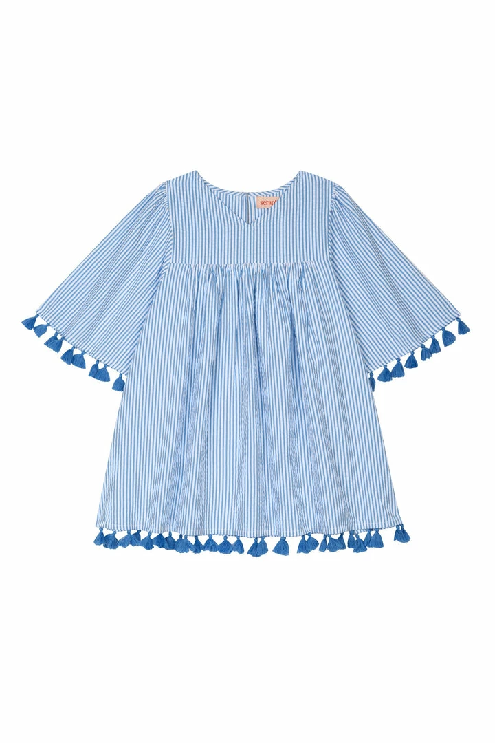 Seraphina WHAT'S HOT THE LITTLE TASSEL KAFTAN | Blue & White Stripe Seersucker 8 Seraphina WHAT'S HOT THE LITTLE TASSEL KAFTAN | Blue & White Stripe Seersucker