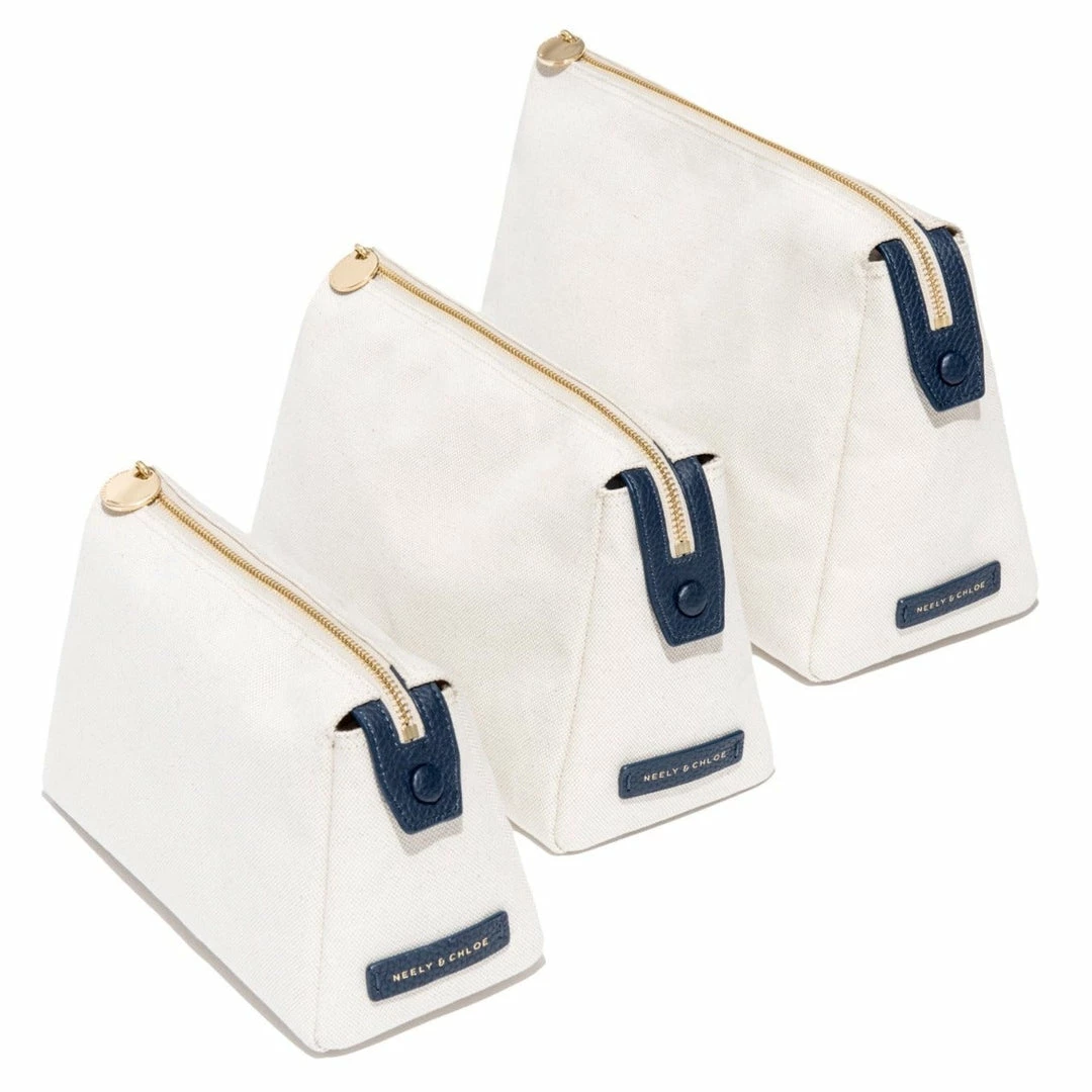 Neely & Chloe No. 31 The Medium Canvas Pouch Pebble 9 Neely & Chloe No. 31 The Medium Canvas Pouch Pebble