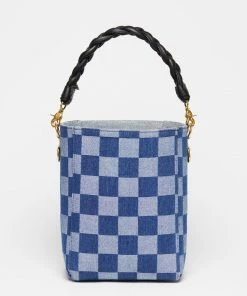 Salt The Checkered Denim Paloma Bucket Tote