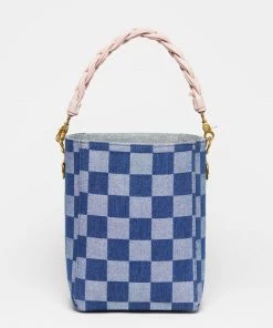 Salt The Checkered Denim Paloma Bucket Tote