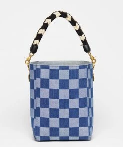 Salt The Checkered Denim Paloma Bucket Tote
