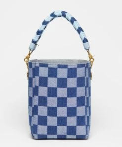Salt The Checkered Denim Paloma Bucket Tote