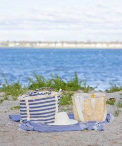 Hat Attack Canvas Cooler Tote- Denim Stripe