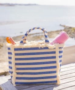 Hat Attack Canvas Cooler Tote- Denim Stripe