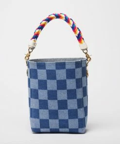 Salt The Checkered Denim Paloma Bucket Tote