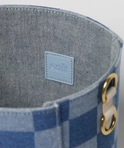 Salt The Checkered Denim Paloma Bucket Tote