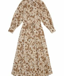 Seraphina CLOTHING THE BUTTON MAXI DRESS | Brown Florals