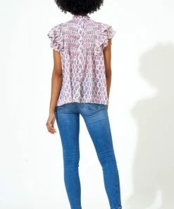OLIPHANT Pintuck Ruffle Top