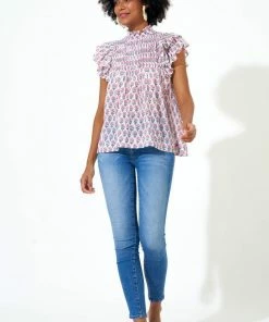OLIPHANT Pintuck Ruffle Top