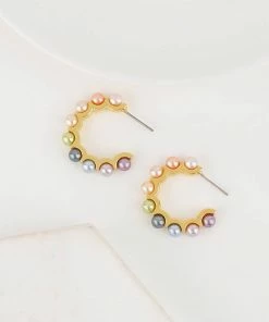 QuayL Perfect Pearl Huggie - Rainbow