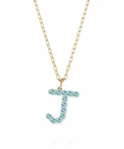 Briony Raymond Fine Jewelry Confetti Aquamarine Letter Pendant