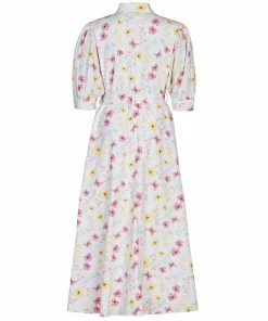 Sruti Dalmia Chloe Dress-White-Pink, Yellow Flowers CLOTHING