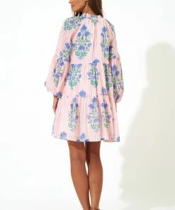 OLIPHANT Balloon Sleeve Short Dress- Jaipur Peach
