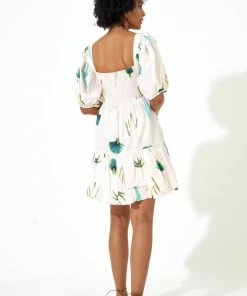 OLIPHANT Bubble Skirt Mini Dress- Frond Green