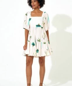 OLIPHANT Bubble Skirt Mini Dress- Frond Green