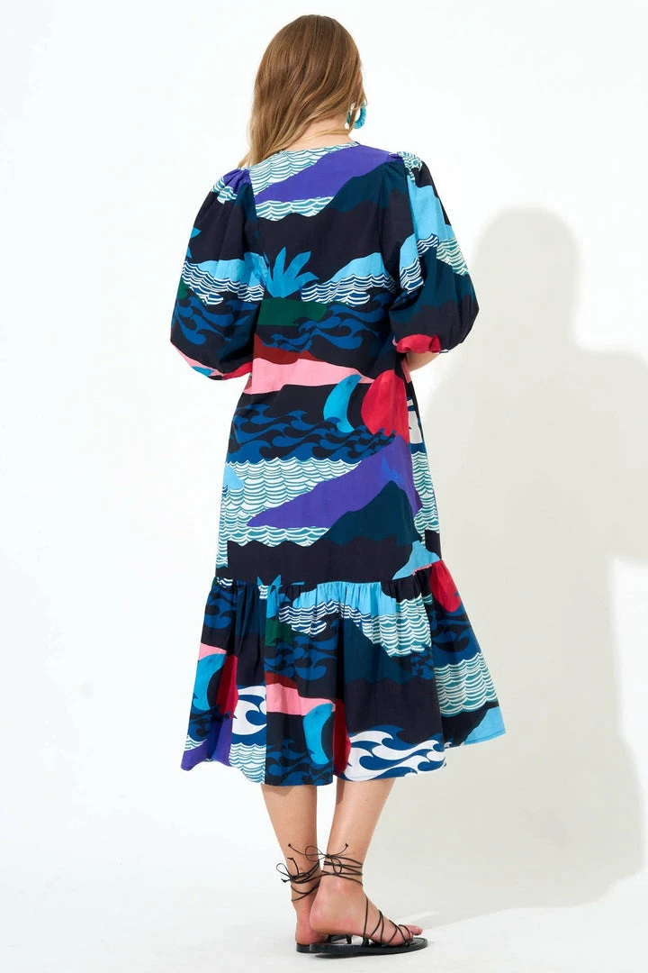 OLIPHANT Button Puff Sleeve Midi- Pacifica Black 4 OLIPHANT Button Puff Sleeve Midi- Pacifica Black