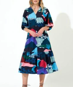 OLIPHANT Button Puff Sleeve Midi- Pacifica Black 9 OLIPHANT Button Puff Sleeve Midi- Pacifica Black