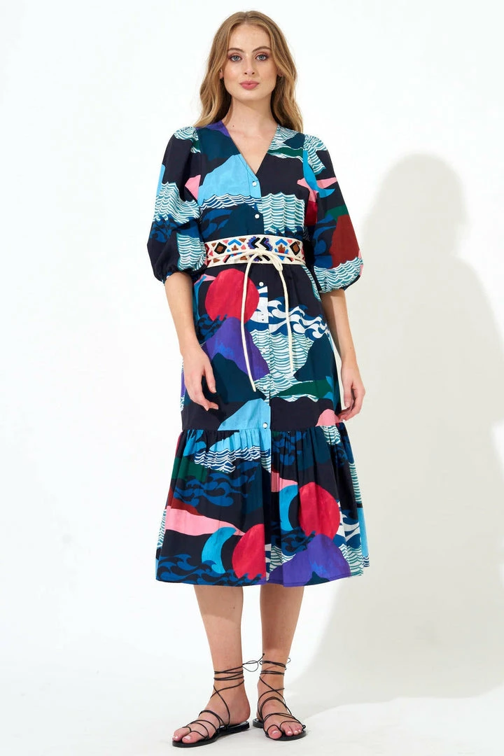 OLIPHANT Button Puff Sleeve Midi- Pacifica Black 5 OLIPHANT Button Puff Sleeve Midi- Pacifica Black