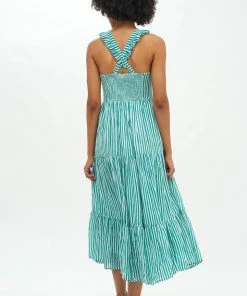 OLIPHANT Ruffle Cross Back Midi- Playa Green
