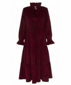 Daydress Alma Dress In Red Velvet Needlecord WHAT'S HOT