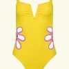 Follow Suit Mme. Mink The Flora One Piece - Yellow Iris & Orchid