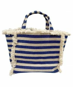 Hat Attack Canvas Cooler Tote- Denim Stripe