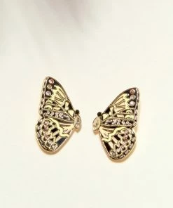 Mignonne Gavigan Gala Butterfly Stud Earrings Black Gold WHAT'S HOT