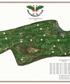 Vintage Golf Course Maps Father's Day Hollywood Golf Club