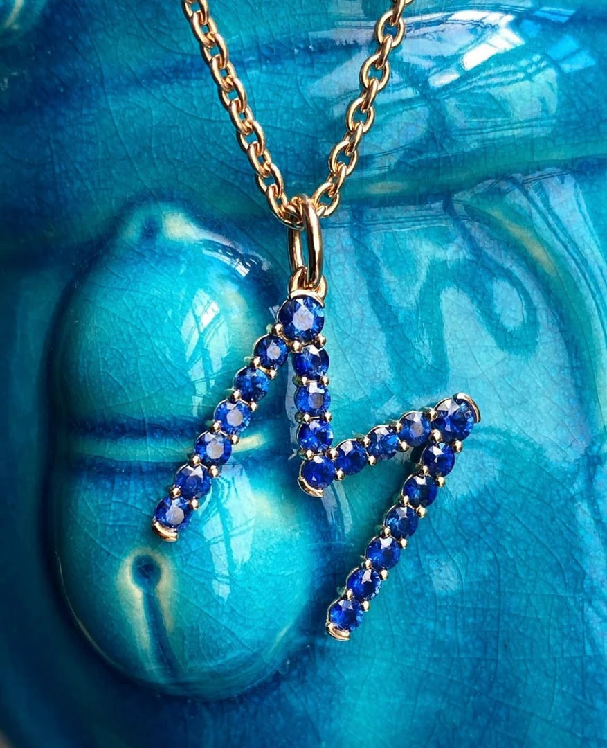 Briony Raymond Fine Jewelry Confetti Sapphire Letter Pendant 4 Briony Raymond Fine Jewelry Confetti Sapphire Letter Pendant