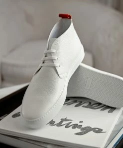 Del Toro Men's White Leather Chukka Sneaker WHAT'S HOT