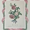 Missy Norton Art & Games Striped Roses Antique Print With Hand-painted Roping And Striped Fabric Border.