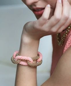 SH Designs Gold With Pink Bracelet