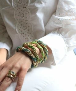 SH Designs Gold With Celadon Bracelet