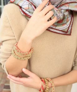 SH Designs WHAT'S HOT Gold With Coral Bracelet