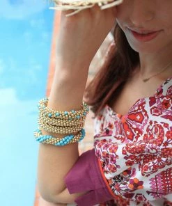 SH Designs Gold With Turquoise Bracelet WHAT'S HOT