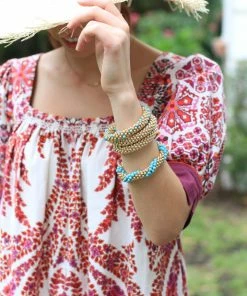 SH Designs Gold With Turquoise Bracelet WHAT'S HOT