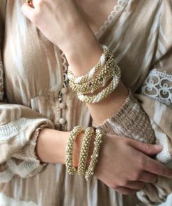 SH Designs Gold With Pearl Bracelet WHAT'S HOT