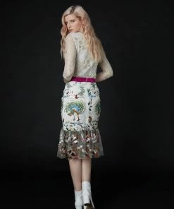 SKYLENCE QiaoChu Embroidered Midi Skirt WHAT'S HOT