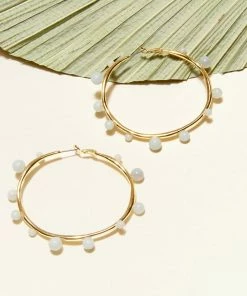 Mignonne Gavigan Isla Pearl Hoop Earrings Light Blue 8 Mignonne Gavigan Isla Pearl Hoop Earrings Light Blue