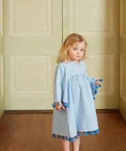 Seraphina WHAT'S HOT THE LITTLE TASSEL KAFTAN | Blue & White Stripe Seersucker