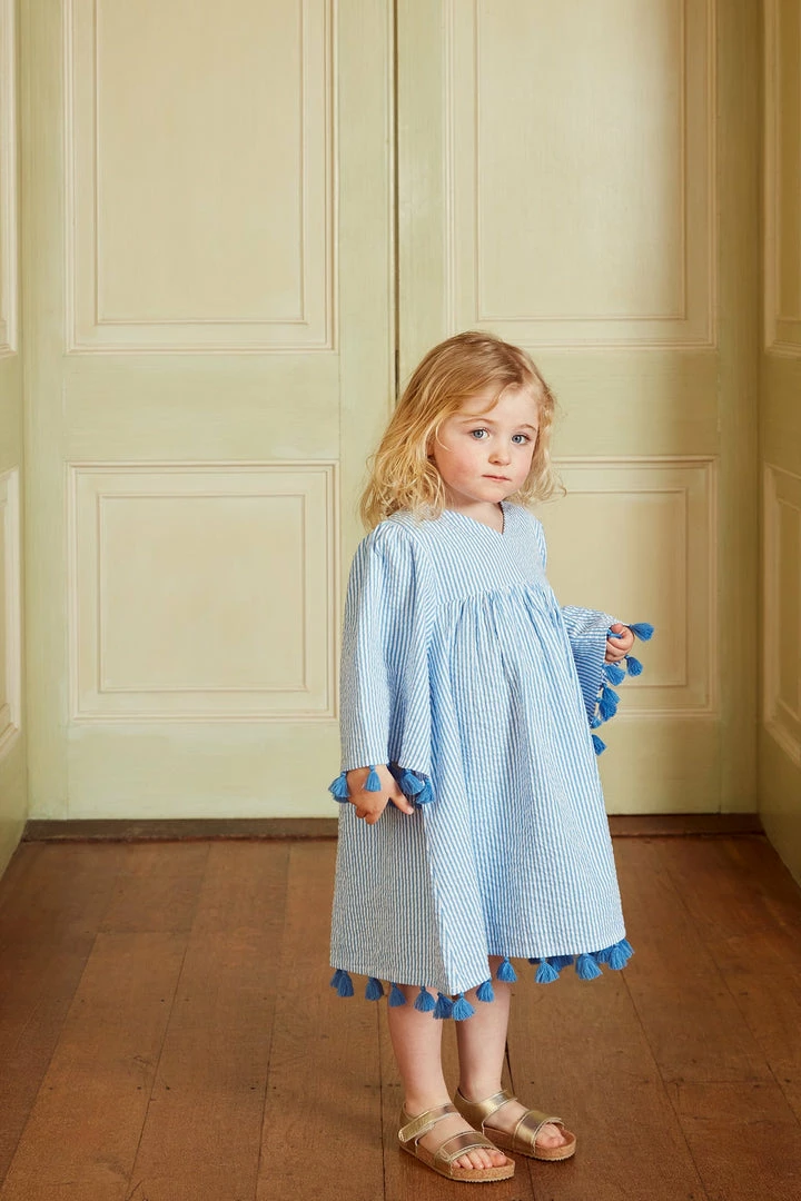 Seraphina WHAT'S HOT THE LITTLE TASSEL KAFTAN | Blue & White Stripe Seersucker 3 Seraphina WHAT'S HOT THE LITTLE TASSEL KAFTAN | Blue & White Stripe Seersucker