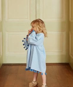 Seraphina WHAT'S HOT THE LITTLE TASSEL KAFTAN | Blue & White Stripe Seersucker