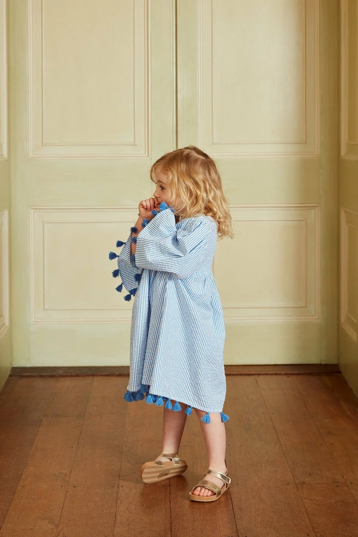 Seraphina WHAT'S HOT THE LITTLE TASSEL KAFTAN | Blue & White Stripe Seersucker 4 Seraphina WHAT'S HOT THE LITTLE TASSEL KAFTAN | Blue & White Stripe Seersucker