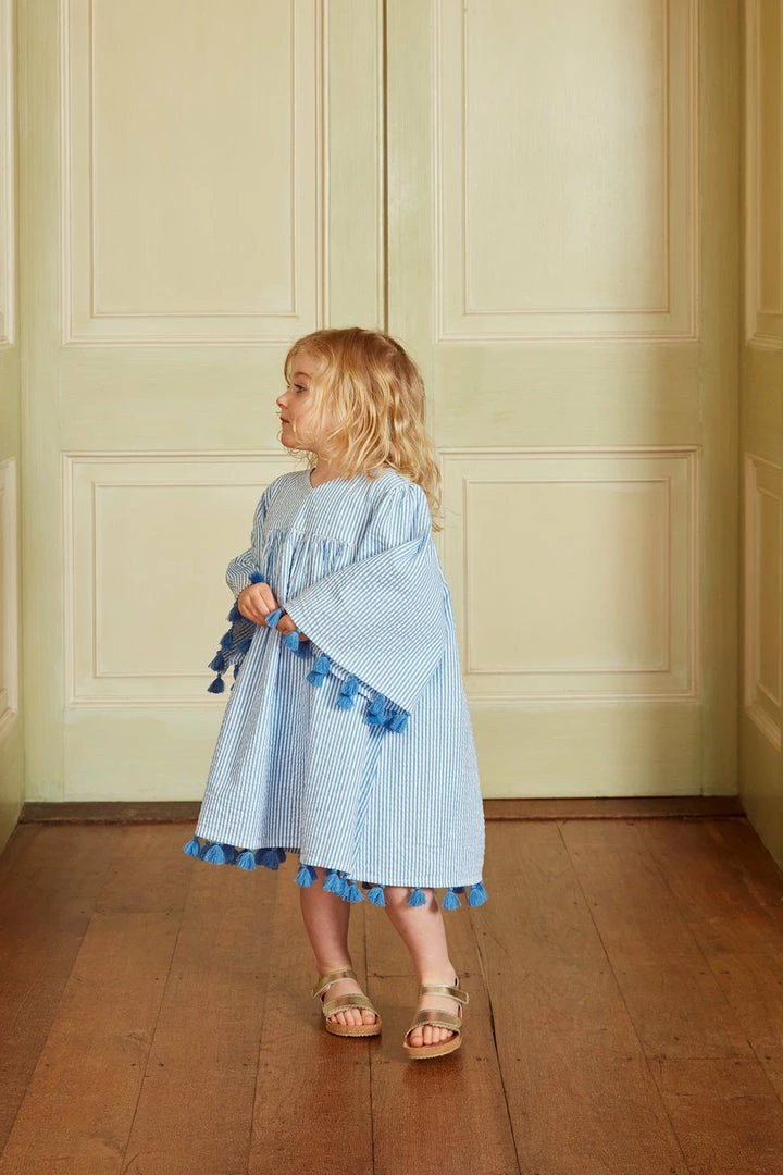 Seraphina WHAT'S HOT THE LITTLE TASSEL KAFTAN | Blue & White Stripe Seersucker 5 Seraphina WHAT'S HOT THE LITTLE TASSEL KAFTAN | Blue & White Stripe Seersucker