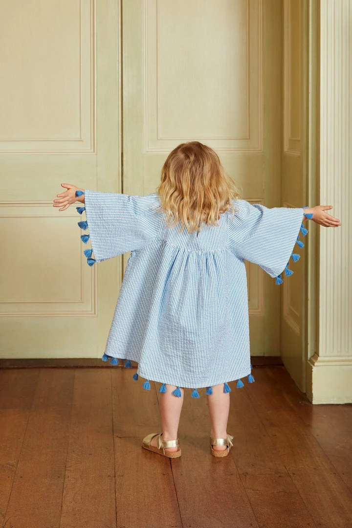 Seraphina WHAT'S HOT THE LITTLE TASSEL KAFTAN | Blue & White Stripe Seersucker 6 Seraphina WHAT'S HOT THE LITTLE TASSEL KAFTAN | Blue & White Stripe Seersucker