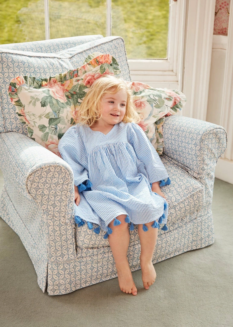 Seraphina WHAT'S HOT THE LITTLE TASSEL KAFTAN | Blue & White Stripe Seersucker 7 Seraphina WHAT'S HOT THE LITTLE TASSEL KAFTAN | Blue & White Stripe Seersucker