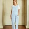 Seraphina WHAT'S HOT SCALLOP DUNGAREES | Blue & White Stripe Seersucker